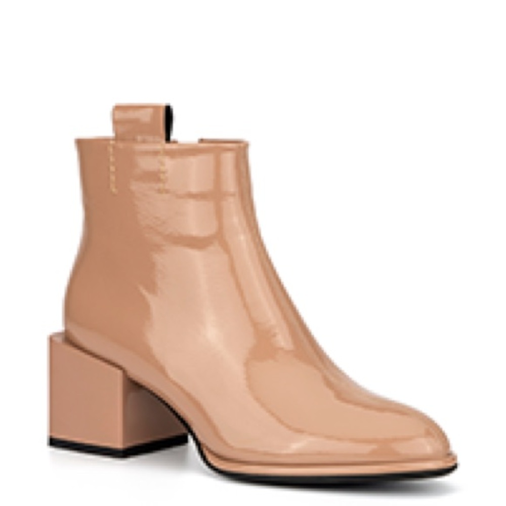 Chic Patent Leather Ankle Booties in Nude